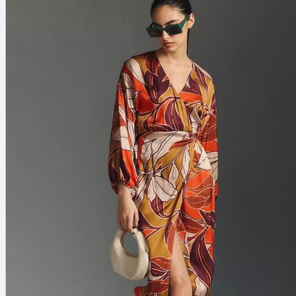 orange and gold wrap dress Golden Empress Wrap Dress L main image 0